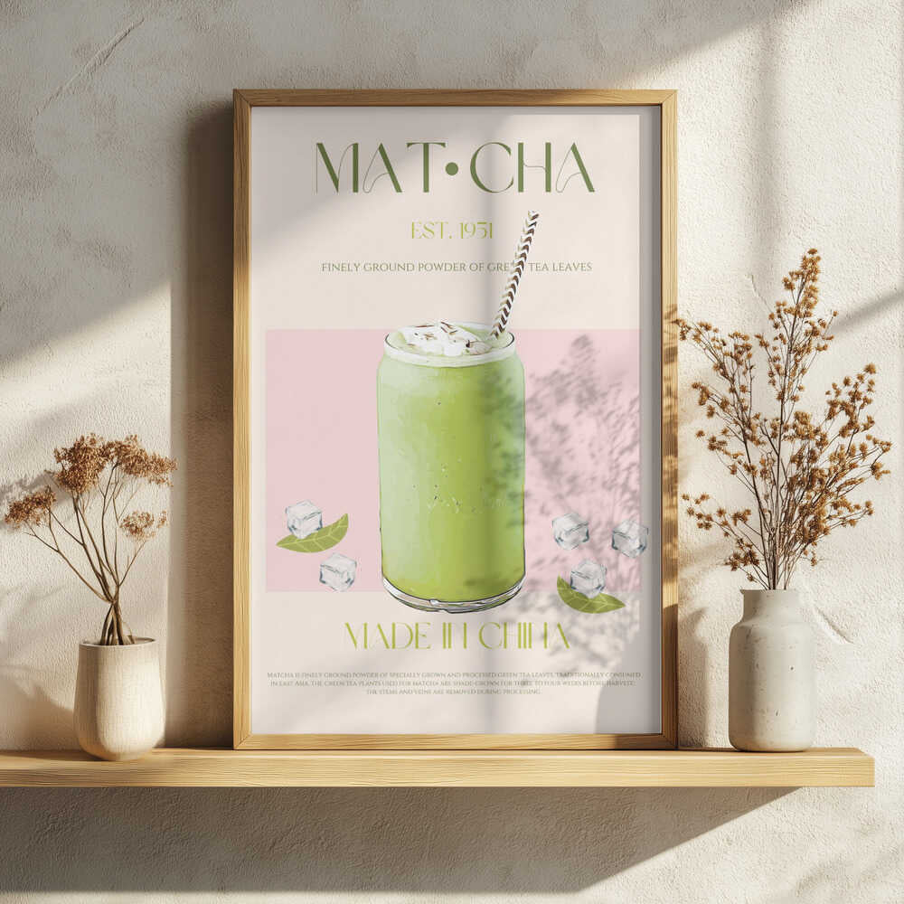 Matcha Iced Drink Art Print UK — Food Calm Wall Art — Kitchen — Wall It All Prints