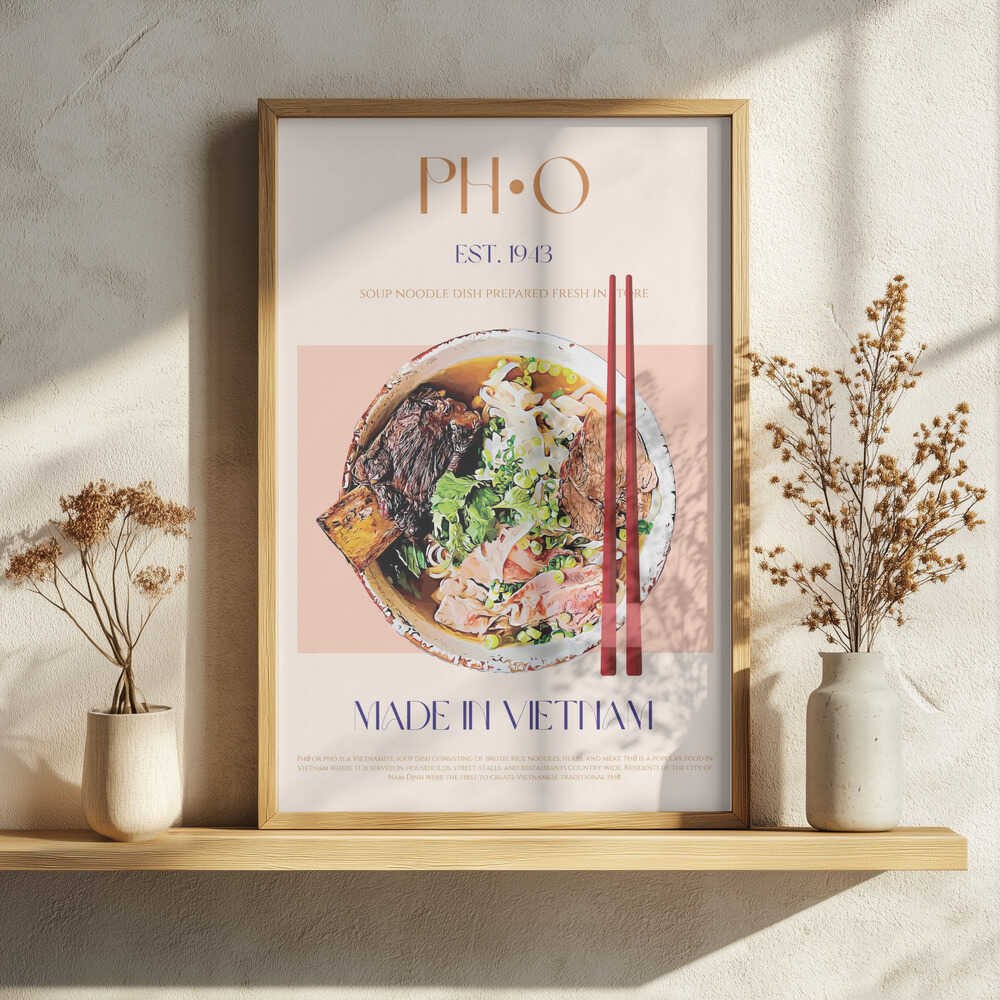 Authentic Vietnamese Pho Art Print UK — Japanese Warm Wall Art — Kitchen — Wall It All Prints