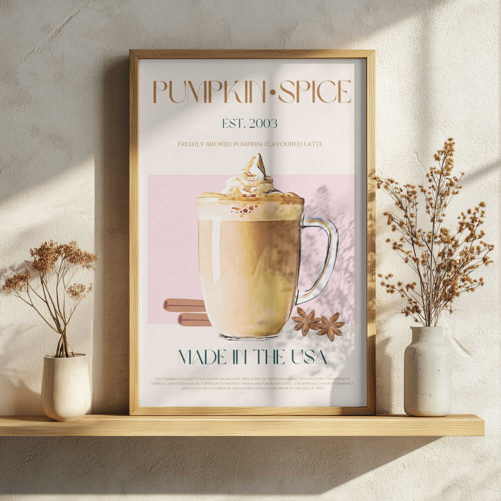 Pumpkin Spice Latte Art Print UK — Vintage Warm Wall Art — Kitchen — Wall It All Prints