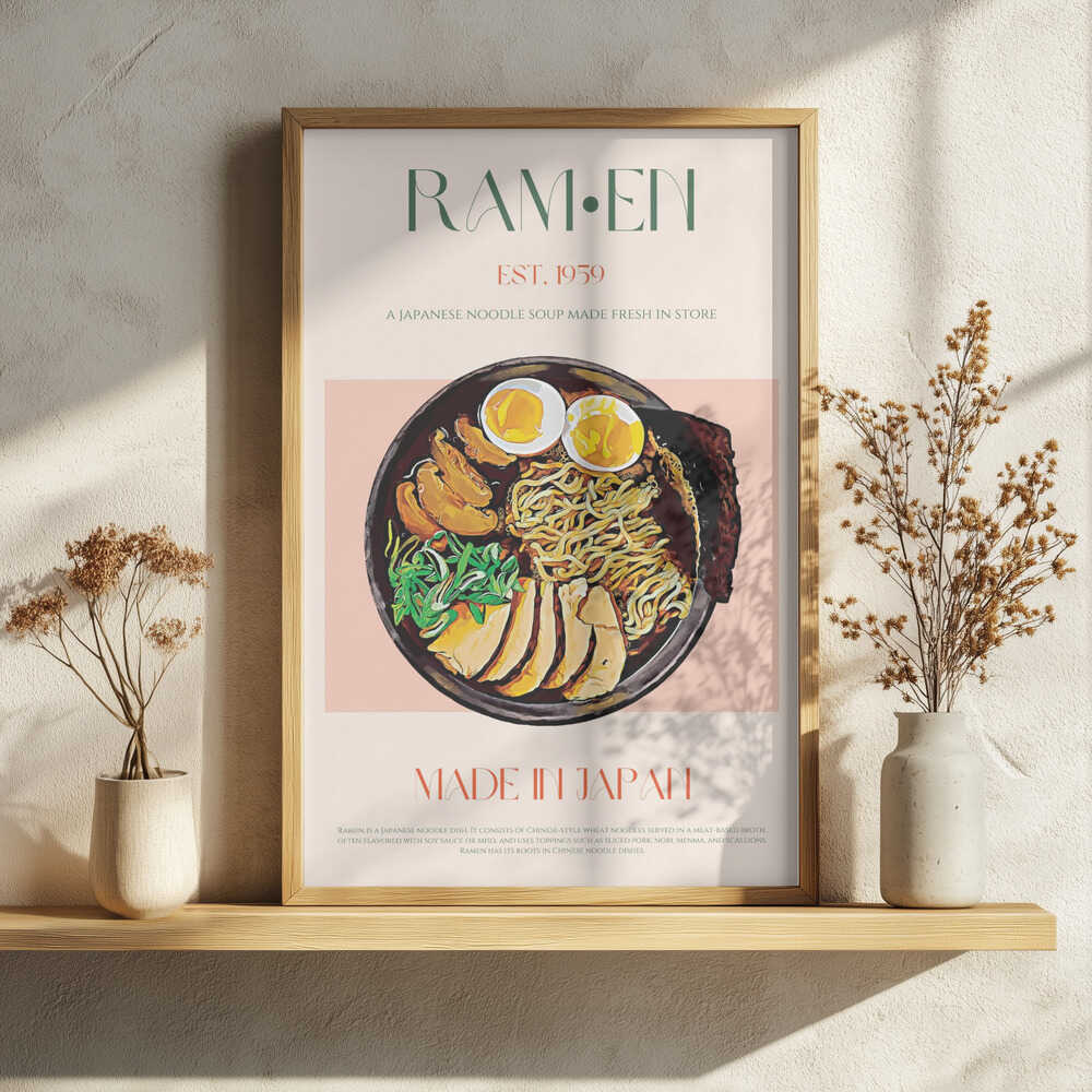 Japanese Ramen Bowl Art Print UK — Japanese Vibrant Wall Art — Kitchen — Wall It All Prints