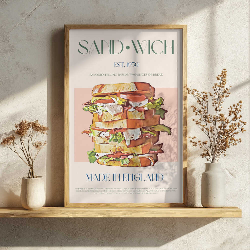Classic British Sandwich Art Print UK — Abstract Fresh Wall Art — Kitchen — Wall It All Prints