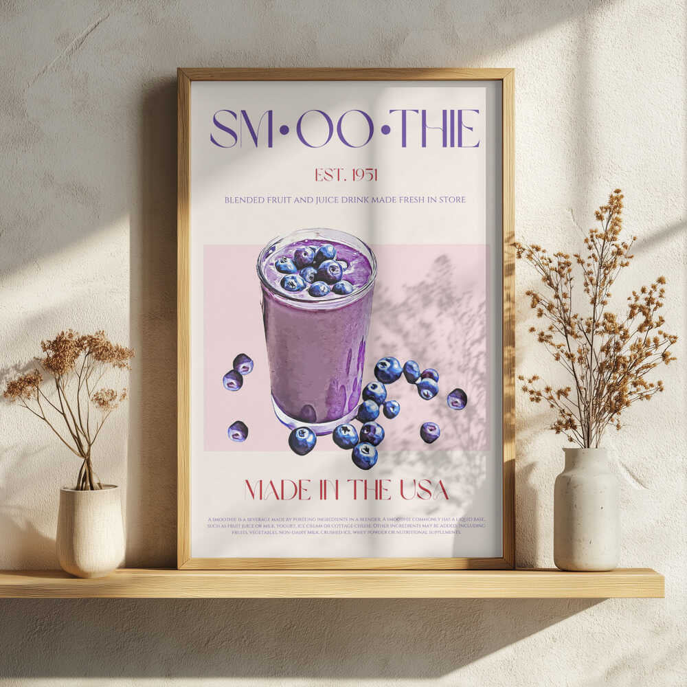 Fresh Blueberry Smoothie Art Print UK — Animal Fresh Wall Art — Kitchen — Wall It All Prints