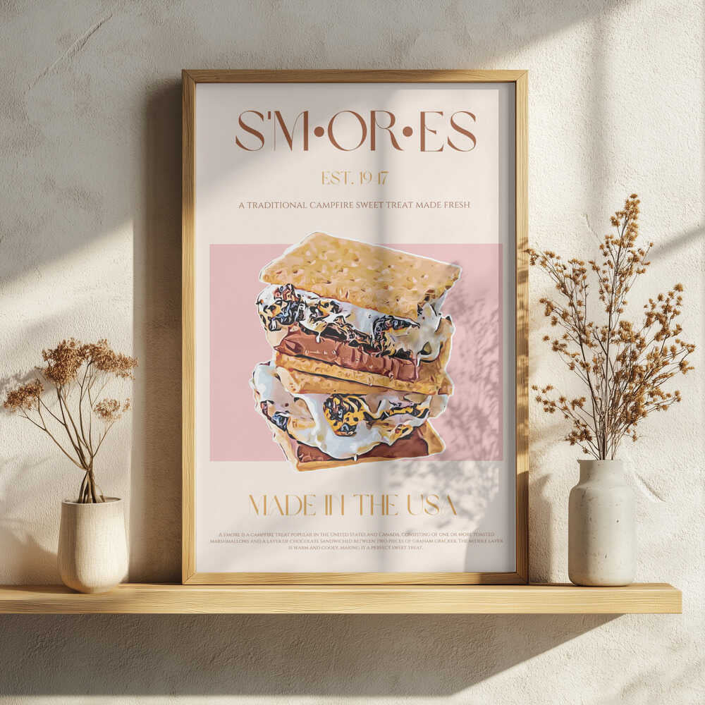Gooey Chocolate S'mores Art Print UK — Vintage Warm Wall Art — Kitchen — Wall It All Prints