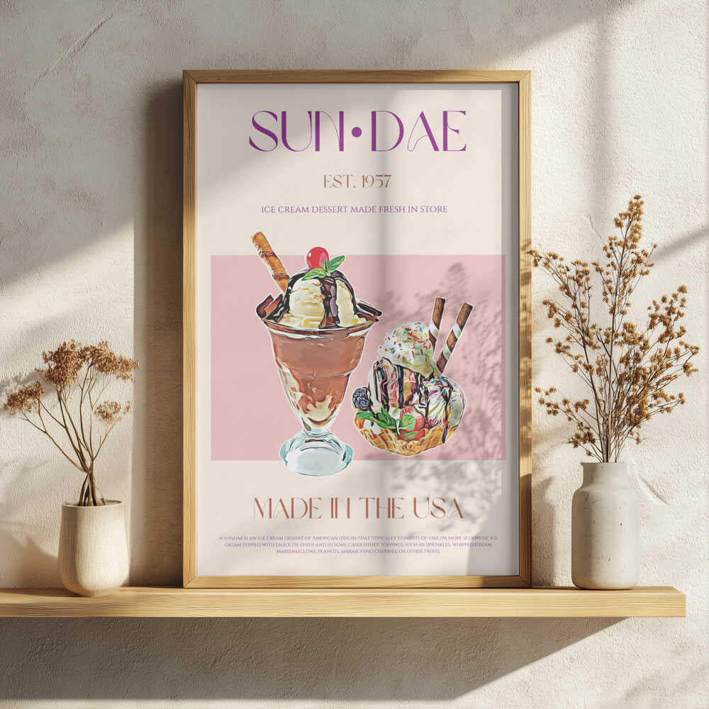 Delicious Sundaes Art Print UK — Vintage Calm Wall Art — Kitchen — Wall It All Prints