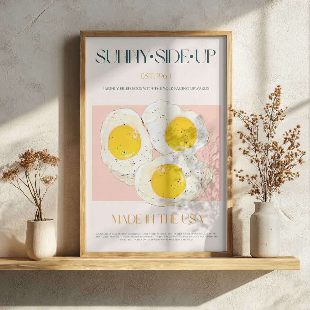 Sunny Side Up Breakfast Art Print UK — Vintage Vibrant Wall Art — Kitchen — Wall It All Prints