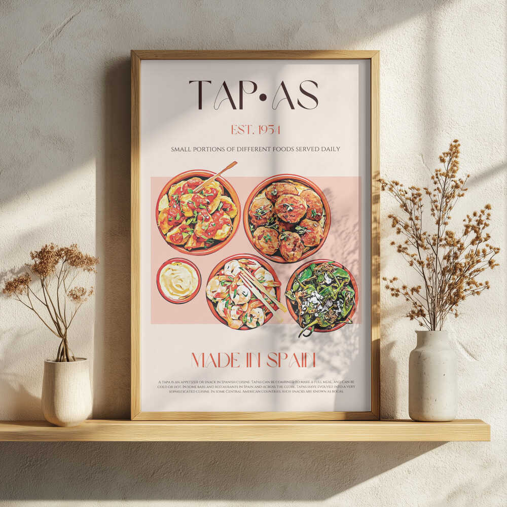 Flavorful Spanish Bites Art Print UK — Vintage Vibrant Wall Art — Kitchen — Wall It All Prints