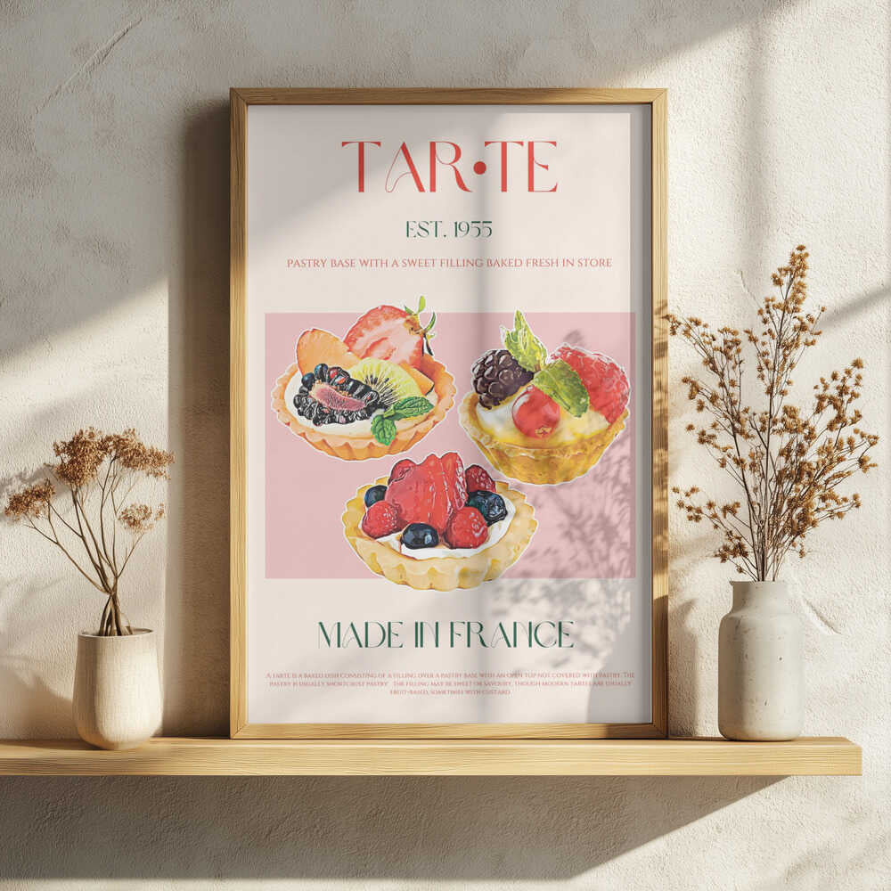 French Fruit Tarts Art Print UK — Food Calm Wall Art — Kitchen — Wall It All Prints