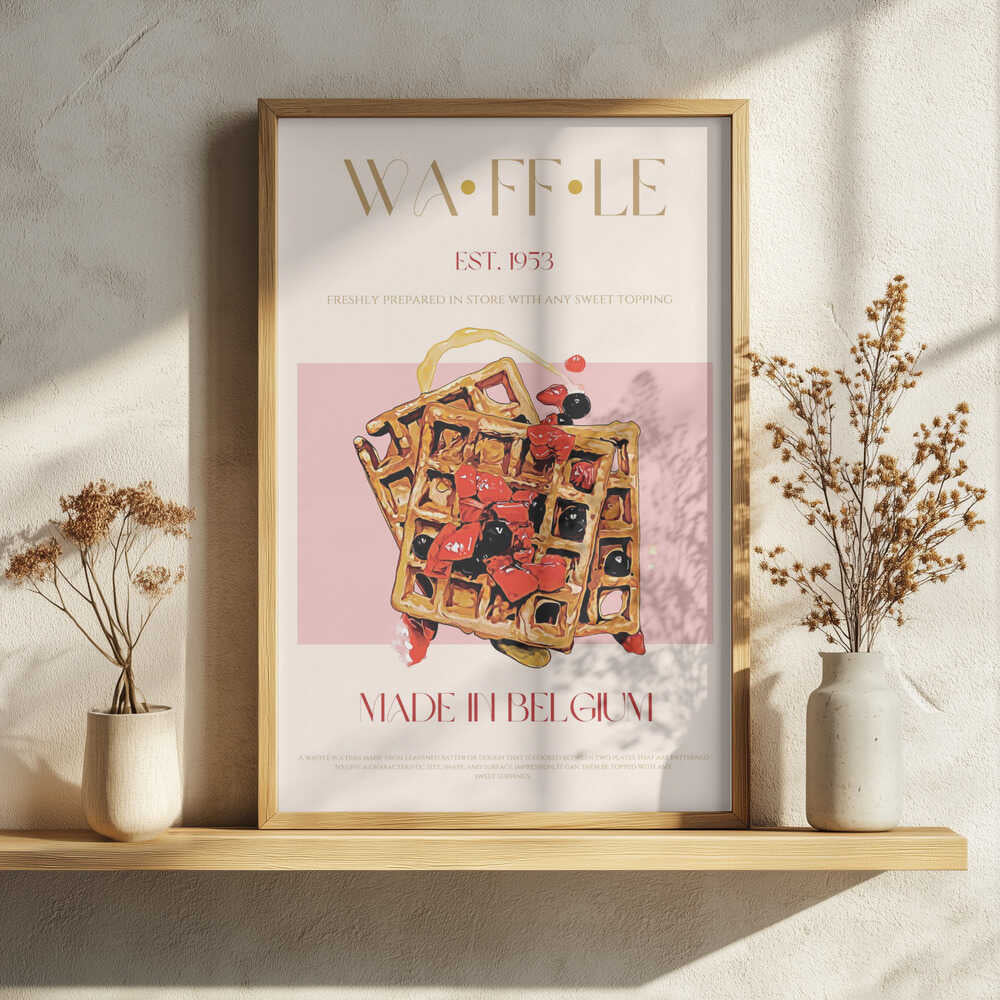 Belgian Waffles with Berries Art Print UK — Food Warm Wall Art — Kitchen — Wall It All Prints