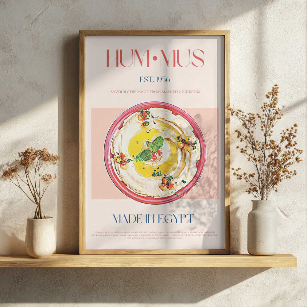 Creamy Hummus Dip Art Print UK — Vintage Vibrant Wall Art — Kitchen — Wall It All Prints