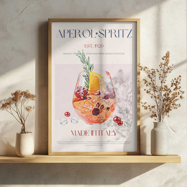 Venetian Spritz Cocktail Art Print UK — Vintage Vibrant Wall Art — Kitchen — Wall It All Prints