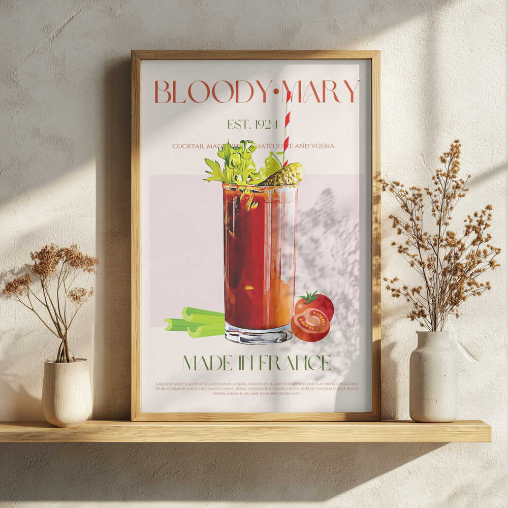 Classic Bloody Mary Art Print UK — Vintage Minimal Wall Art — Kitchen — Wall It All Prints