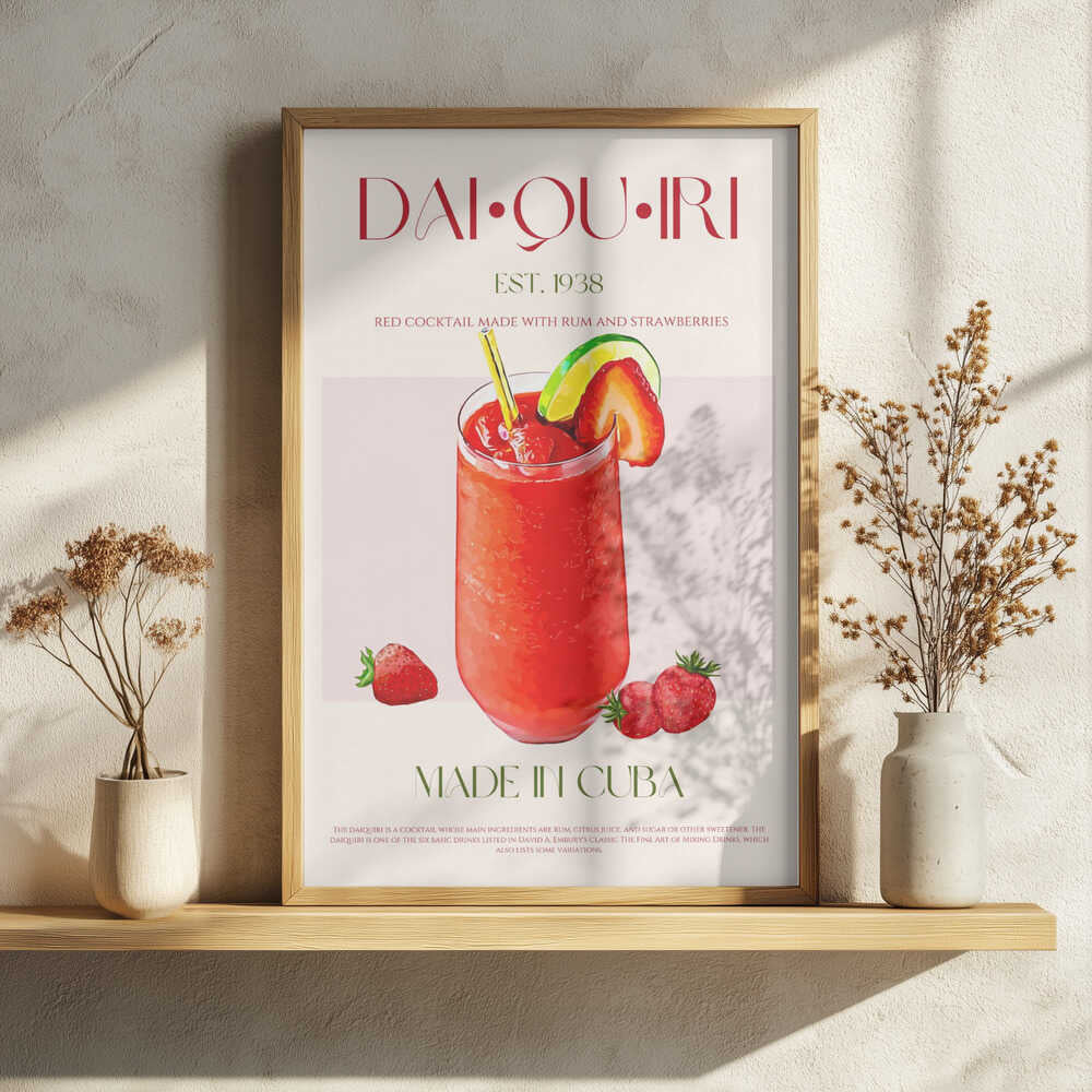Classic Strawberry Daiquiri Art Print UK — Japanese Vibrant Wall Art — Kitchen — Wall It All Prints