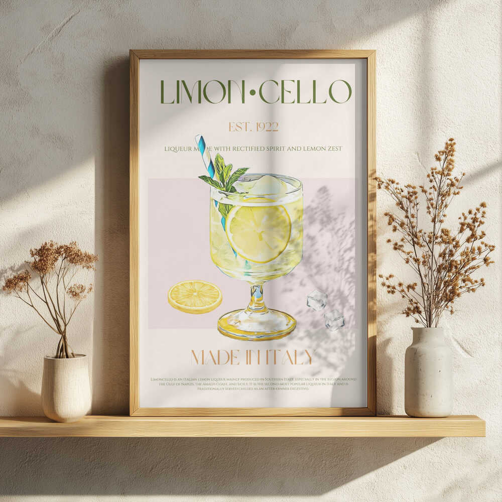 Limoncello Summer Drink Art Print UK — Food Vibrant Wall Art — Kitchen — Wall It All Prints