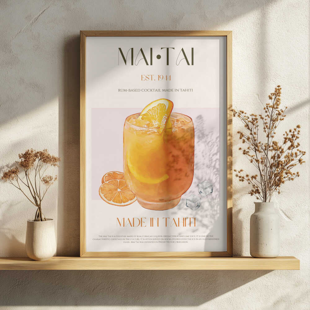 Mai Tai Tropical Drink Art Print UK — Vintage Vibrant Wall Art — Kitchen — Wall It All Prints