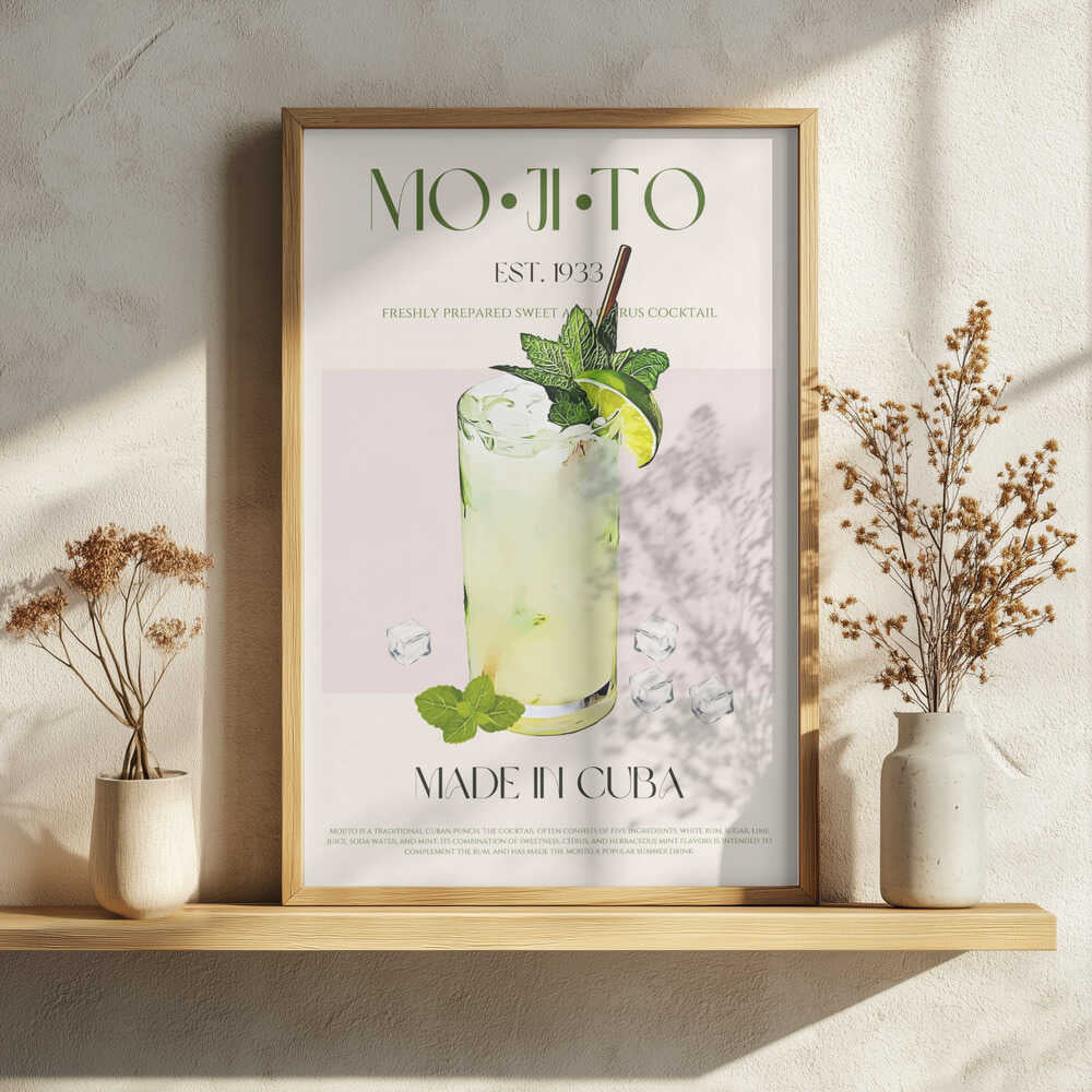Refreshing Cuban Mojito Art Print UK — Vintage Fresh Wall Art — Living Room — Wall It All Prints