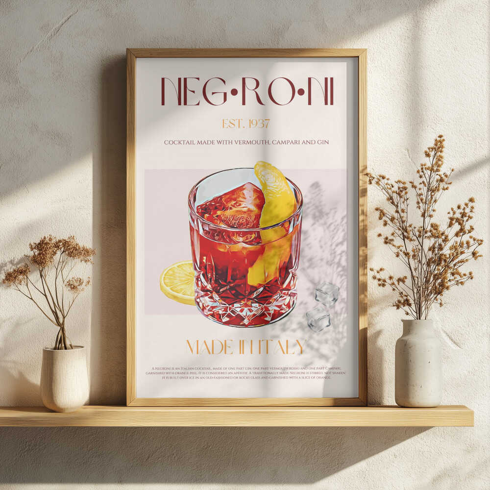 Negroni Cocktail Classic Art Print UK — Vintage Fresh Wall Art — Kitchen — Wall It All Prints