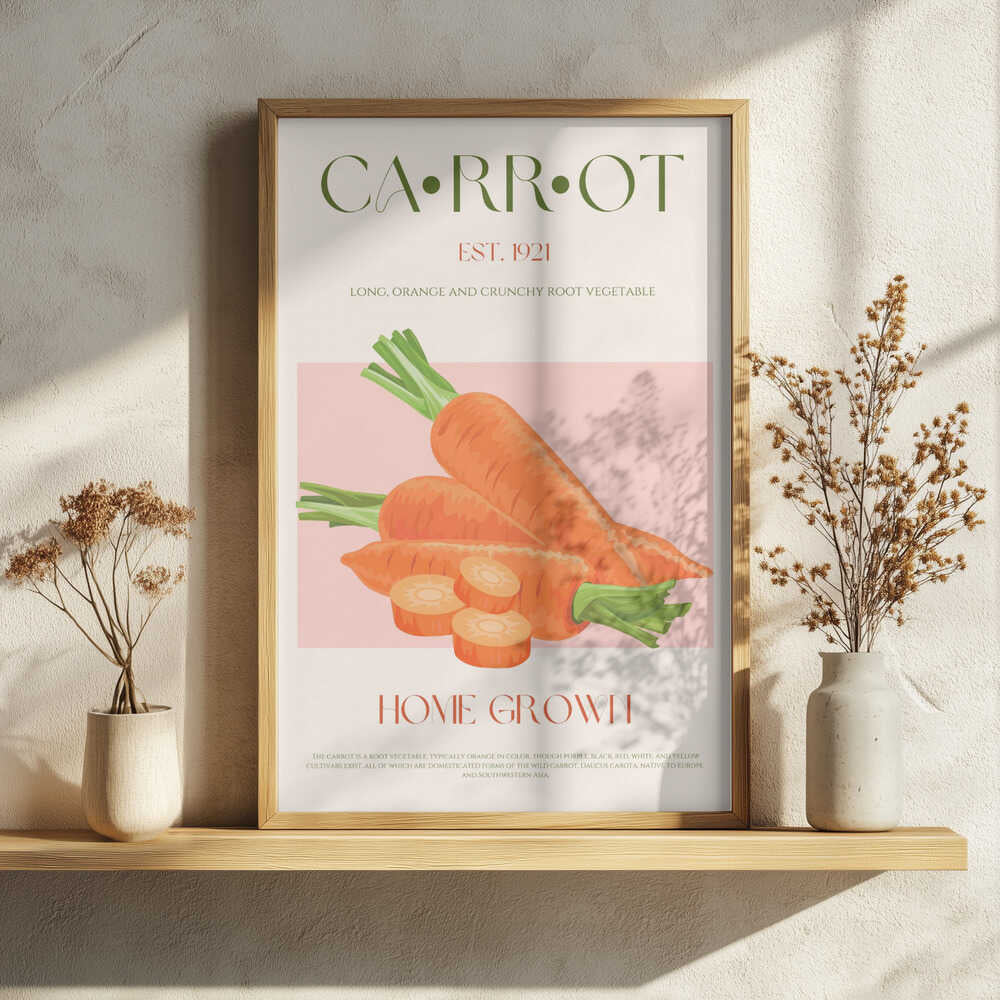 Home Grown Carrots Art Print UK — Botanical Fresh Wall Art — Kitchen — Wall It All Prints