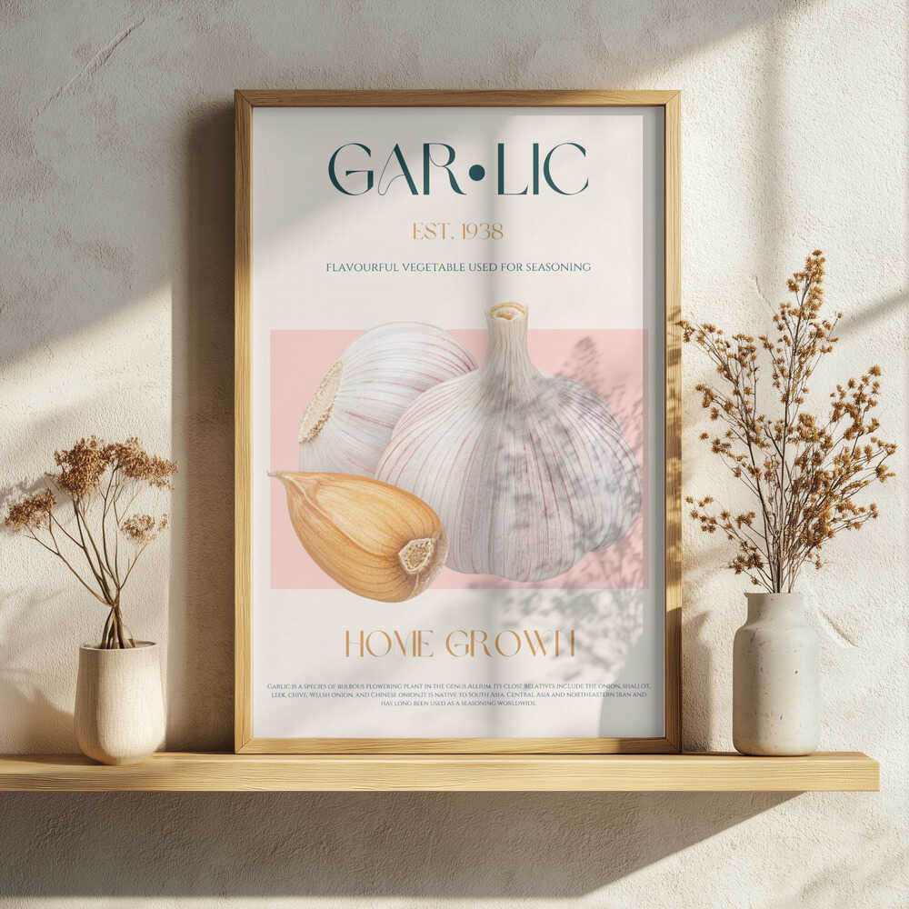 Fresh Home Grown Garlic Art Print UK — Botanical Fresh Wall Art — Kitchen — Wall It All Prints