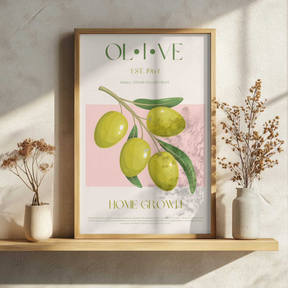 Green Olive Branch Art Print UK — Botanical Minimal Wall Art — Kitchen — Wall It All Prints