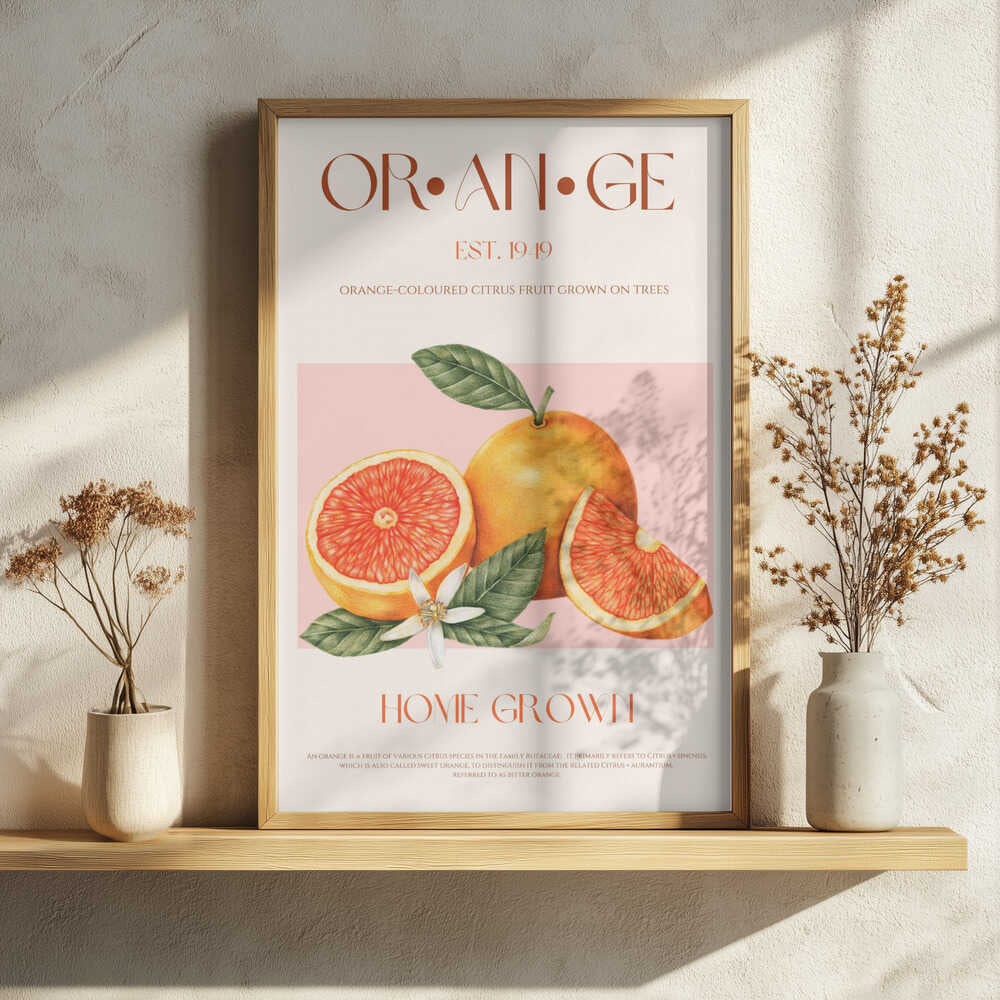 Fresh Orange Botanical Art Print UK — Botanical Vibrant Wall Art — Kitchen — Wall It All Prints