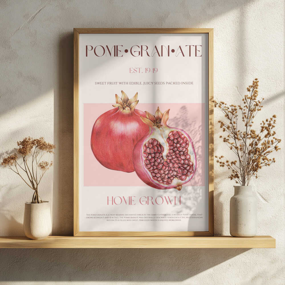 Ripe Red Pomegranates Art Print UK — Botanical Vibrant Wall Art — Kitchen — Wall It All Prints