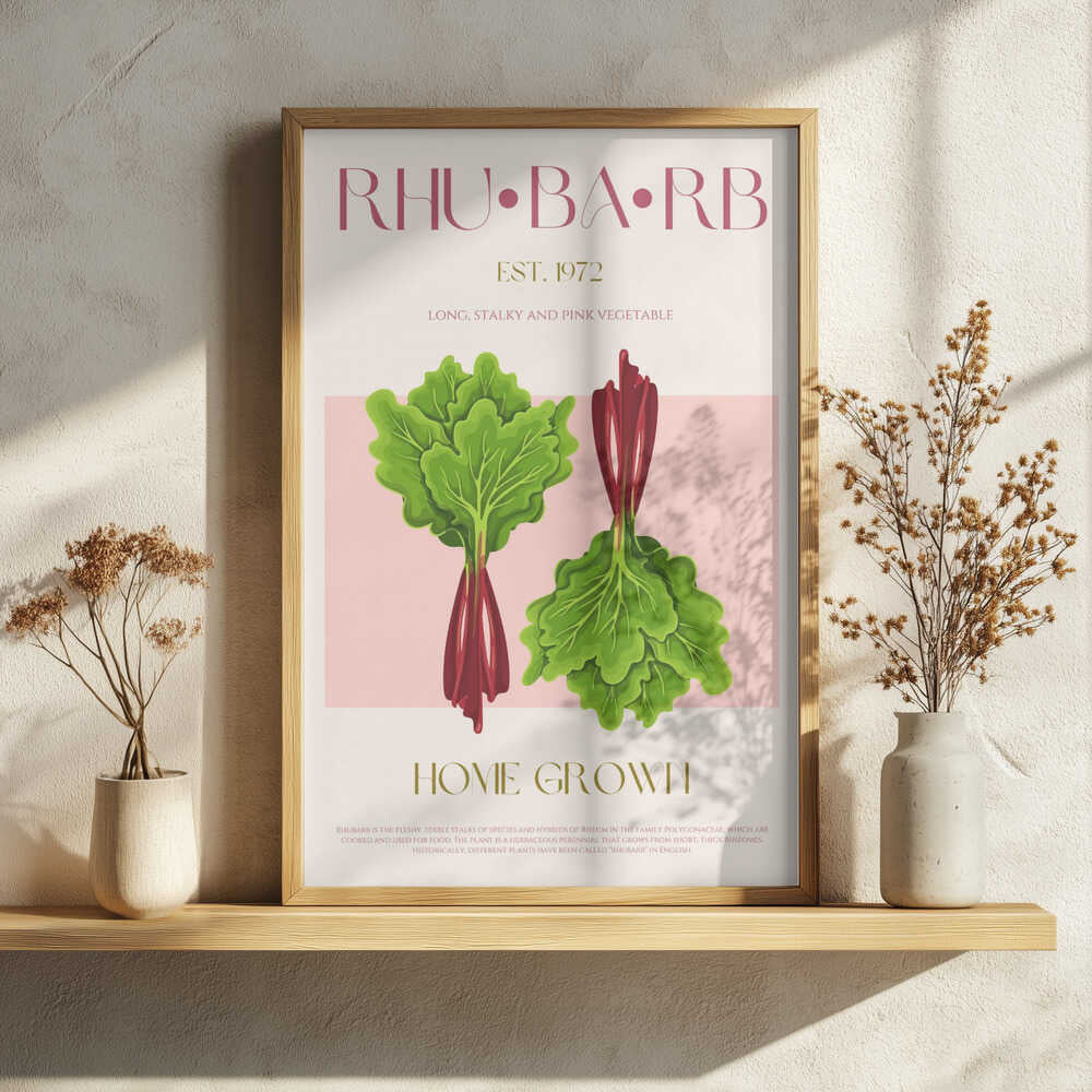 Rhubarb Home Grown Art Print UK — Botanical Fresh Wall Art — Kitchen — Wall It All Prints