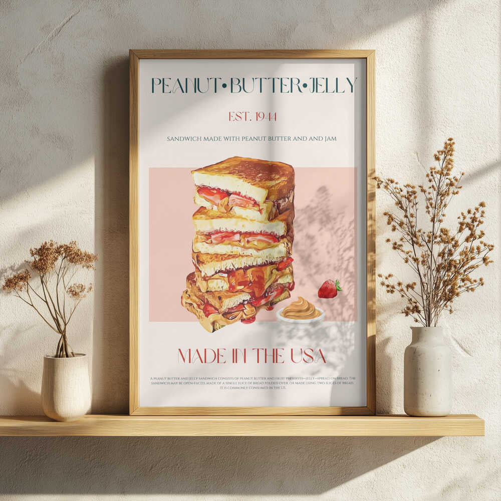 Peanut Butter Jelly Stack Art Print UK — Vintage Vibrant Wall Art — Kitchen — Wall It All Prints