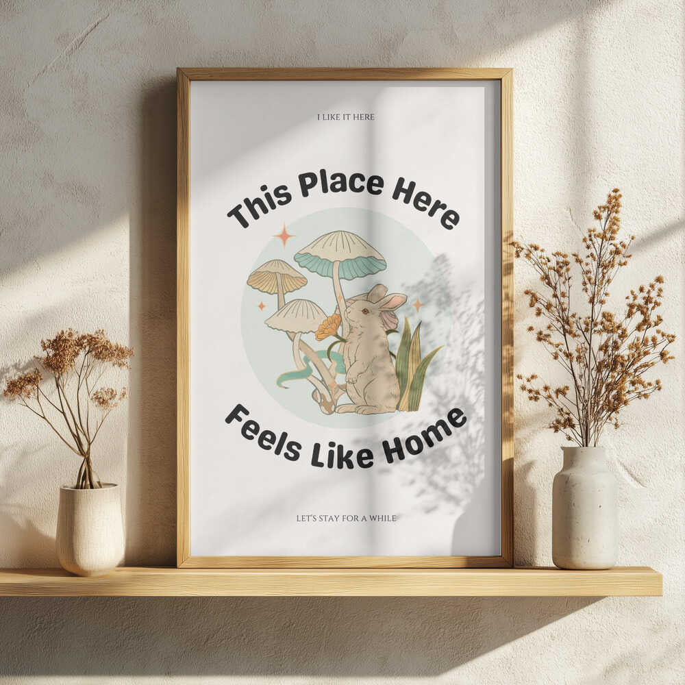 Feels Like Home Rabbit Art Print UK — Botanical Calm Wall Art — Living Room — Wall It All Prints