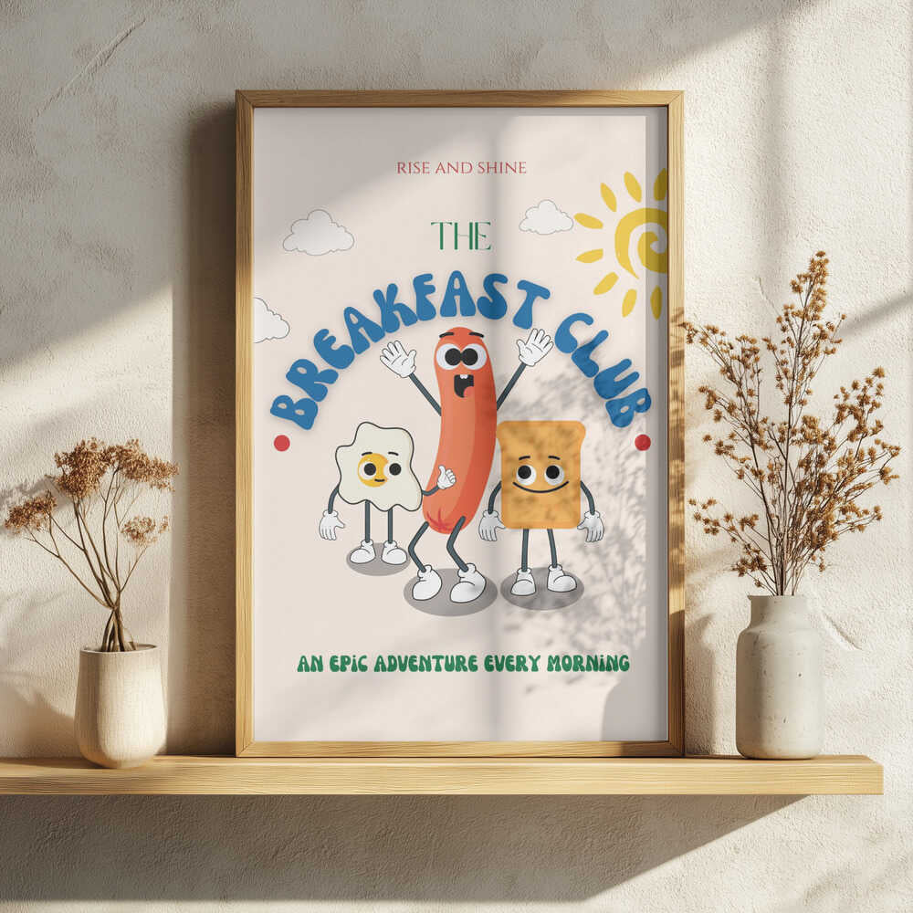Cartoon Breakfast Buddies Art Print UK — Vintage Vibrant Wall Art — Kitchen — Wall It All Prints