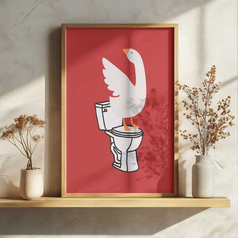Silly Goose Toilet Art Print UK — Animal Vibrant Wall Art — Bathroom — Wall It All Prints