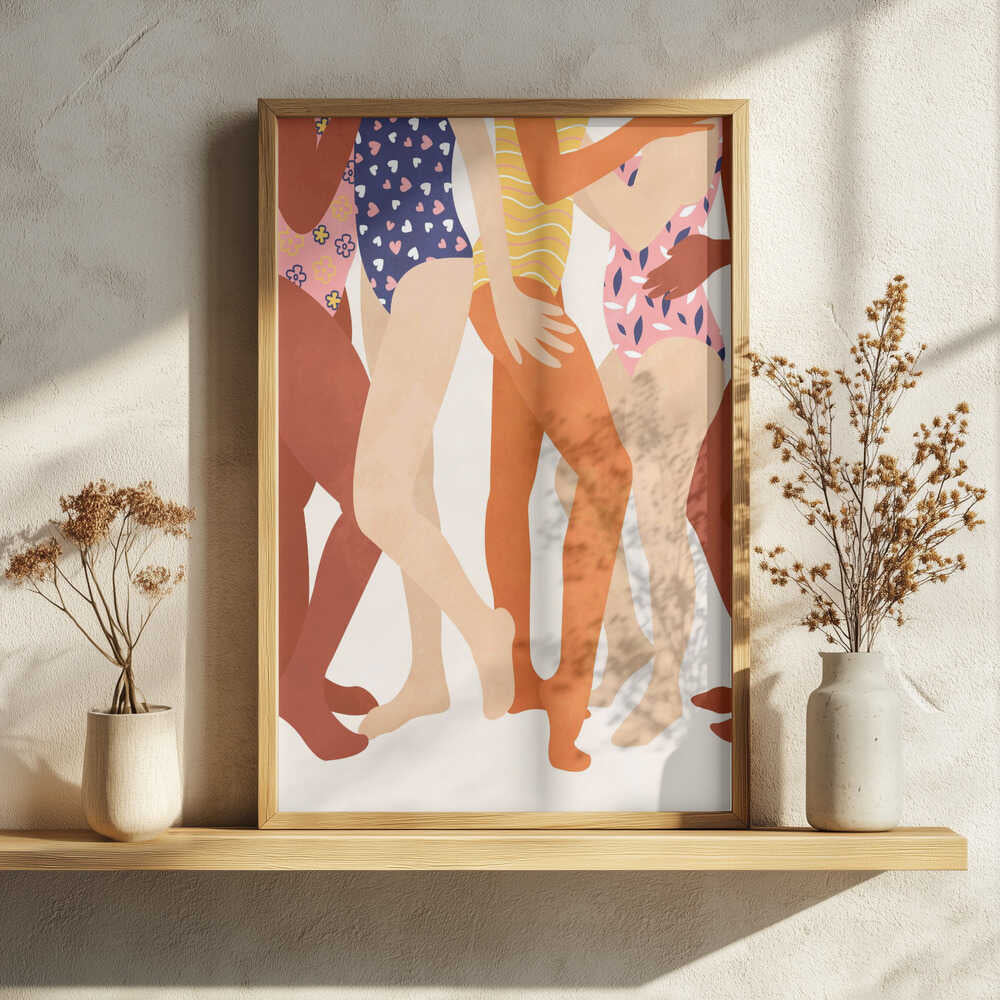 Diverse Women Swimsuits Art Print UK — Landscape Vibrant Wall Art — Living Room — Wall It All Prints
