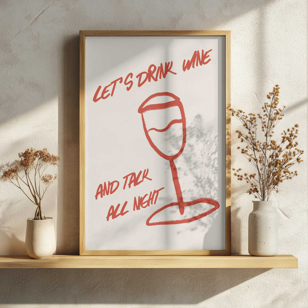 Wine &amp; Words Unwind Art Print UK — Abstract Minimal Wall Art — Kitchen — Wall It All Prints