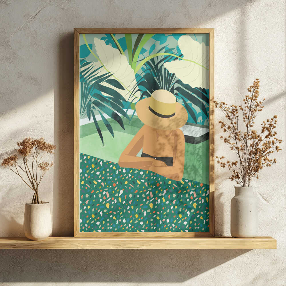 Tropical Pool Retreat Art Print UK — Botanical Calm Wall Art — Bedroom — Wall It All Prints