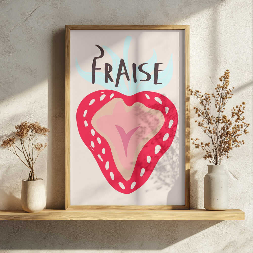 Sweet Strawberry Fraise Art Print UK — Abstract Vibrant Wall Art — Kitchen — Wall It All Prints