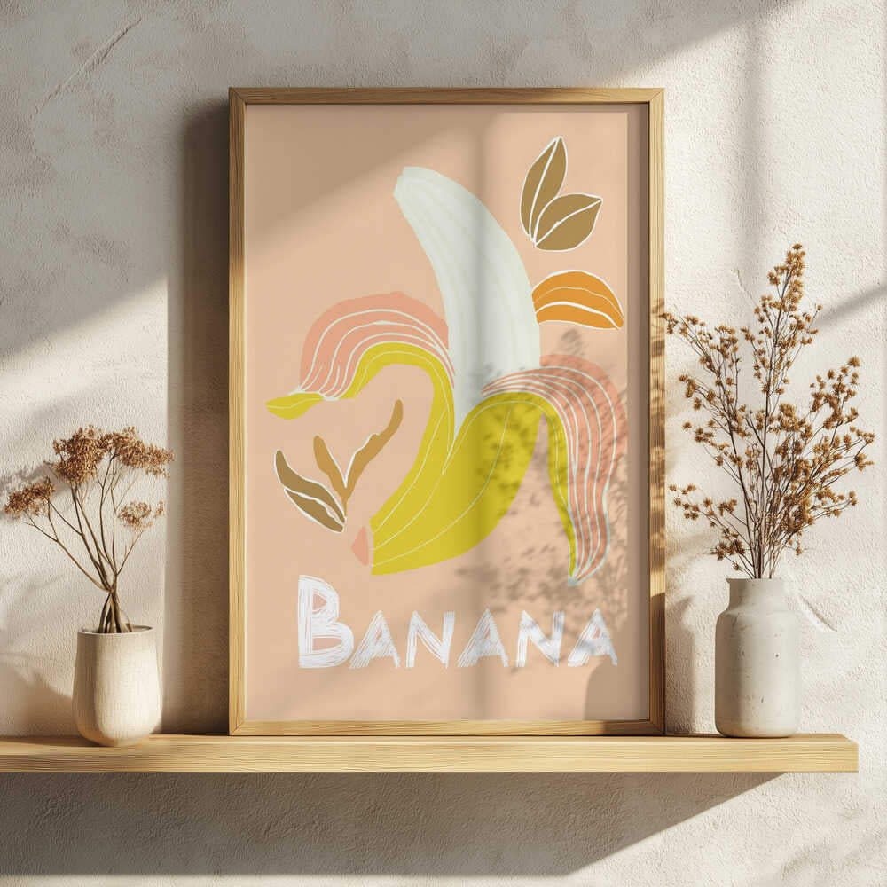 Fresh Peeled Banana Art Print UK — Botanical Vibrant Wall Art — Kitchen — Wall It All Prints