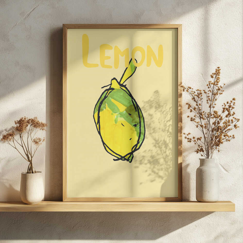 Bright Yellow Lemon Art Print UK — Abstract Vibrant Wall Art — Kitchen — Wall It All Prints
