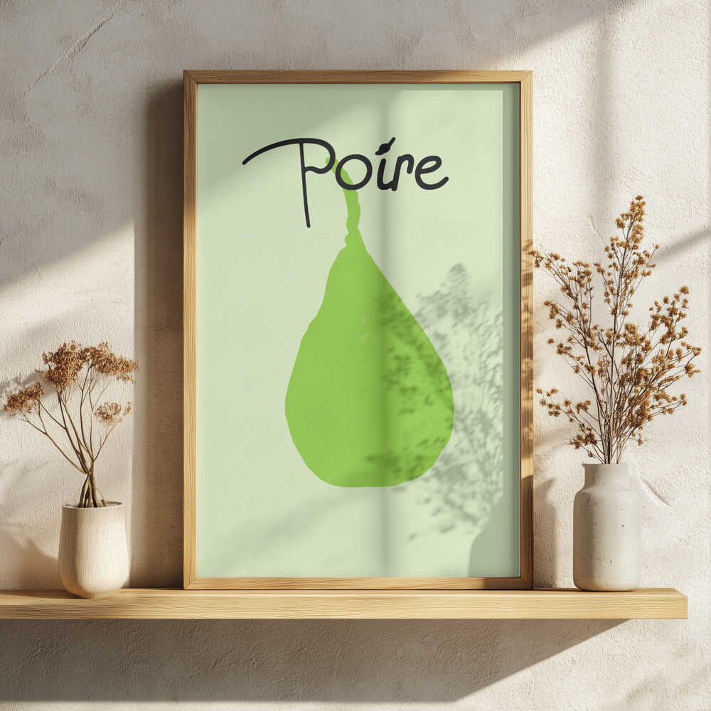Minimalist Green Pear Art Print UK — Botanical Minimal Wall Art — Kitchen — Wall It All Prints