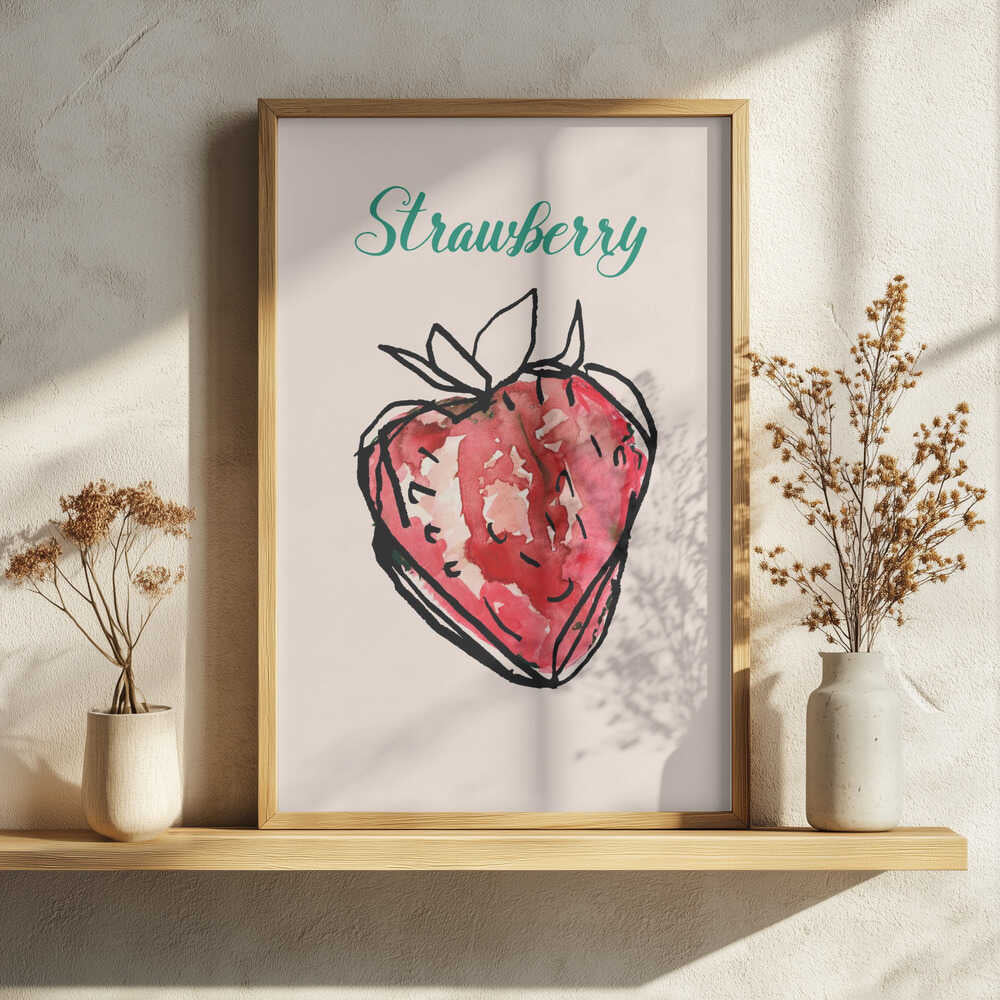 Fresh Strawberry Watercolor Art Print UK — Abstract Vibrant Wall Art — Kitchen — Wall It All Prints
