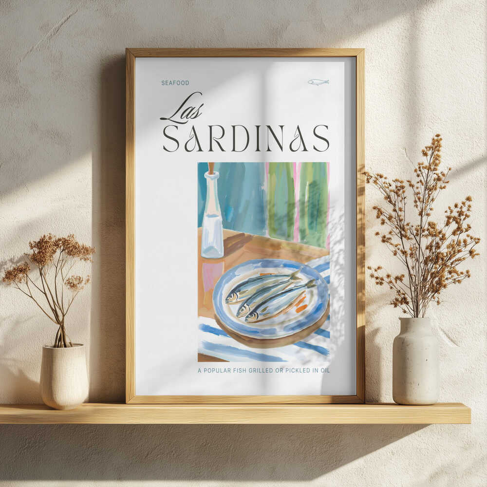Mediterranean Sardine Dish Art Print UK — Food Vibrant Wall Art — Kitchen — Wall It All Prints