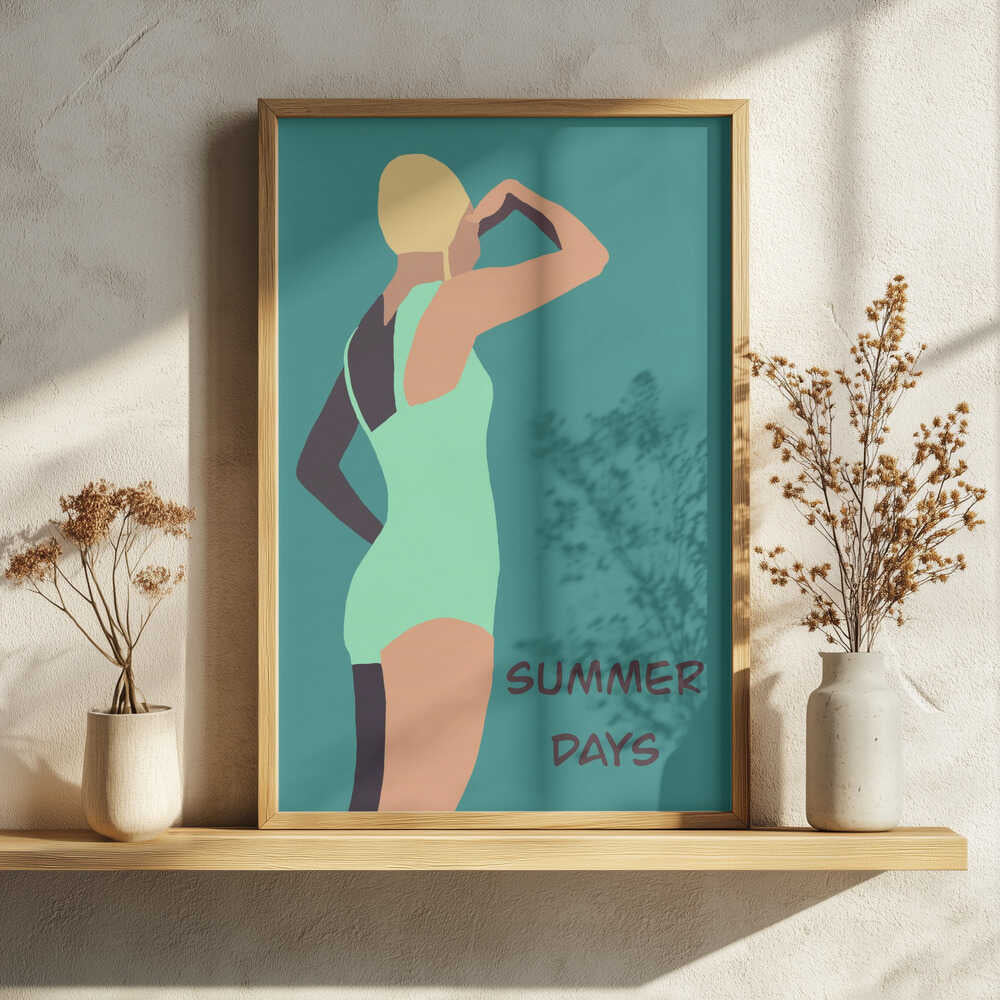 Summer Days Swimmer Art Print UK — Abstract Calm Wall Art — Office — Wall It All Prints