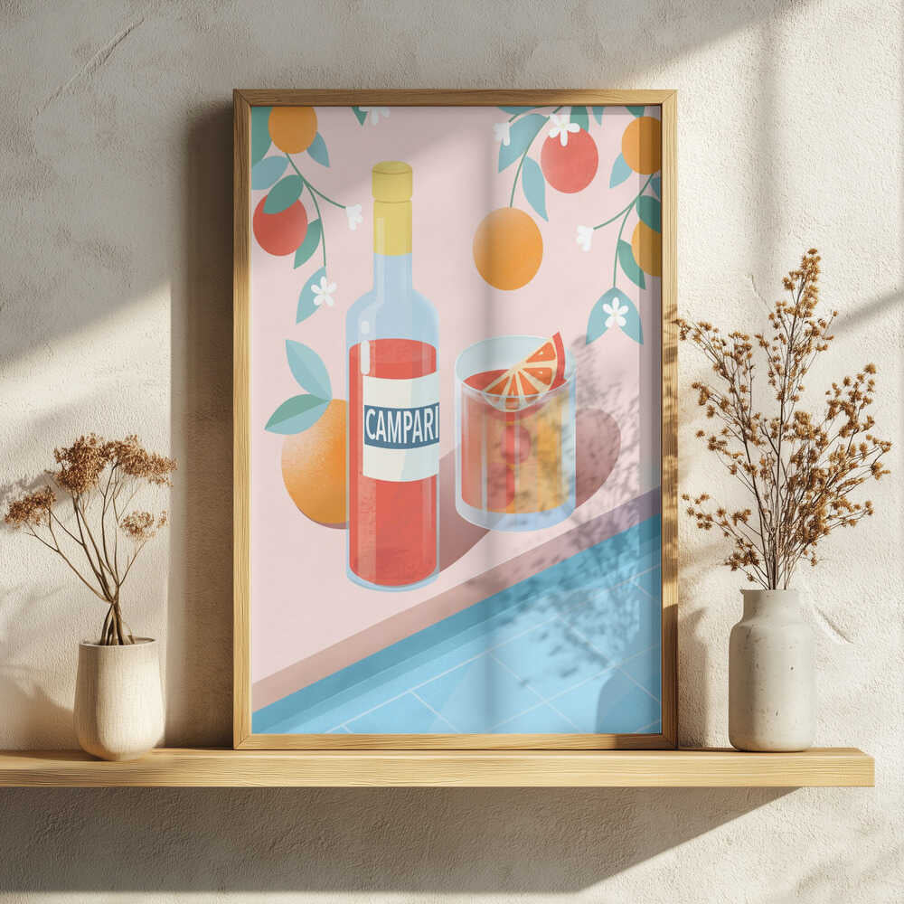Negroni Cocktail Art Print UK — Botanical Vibrant Wall Art — Kitchen — Wall It All Prints