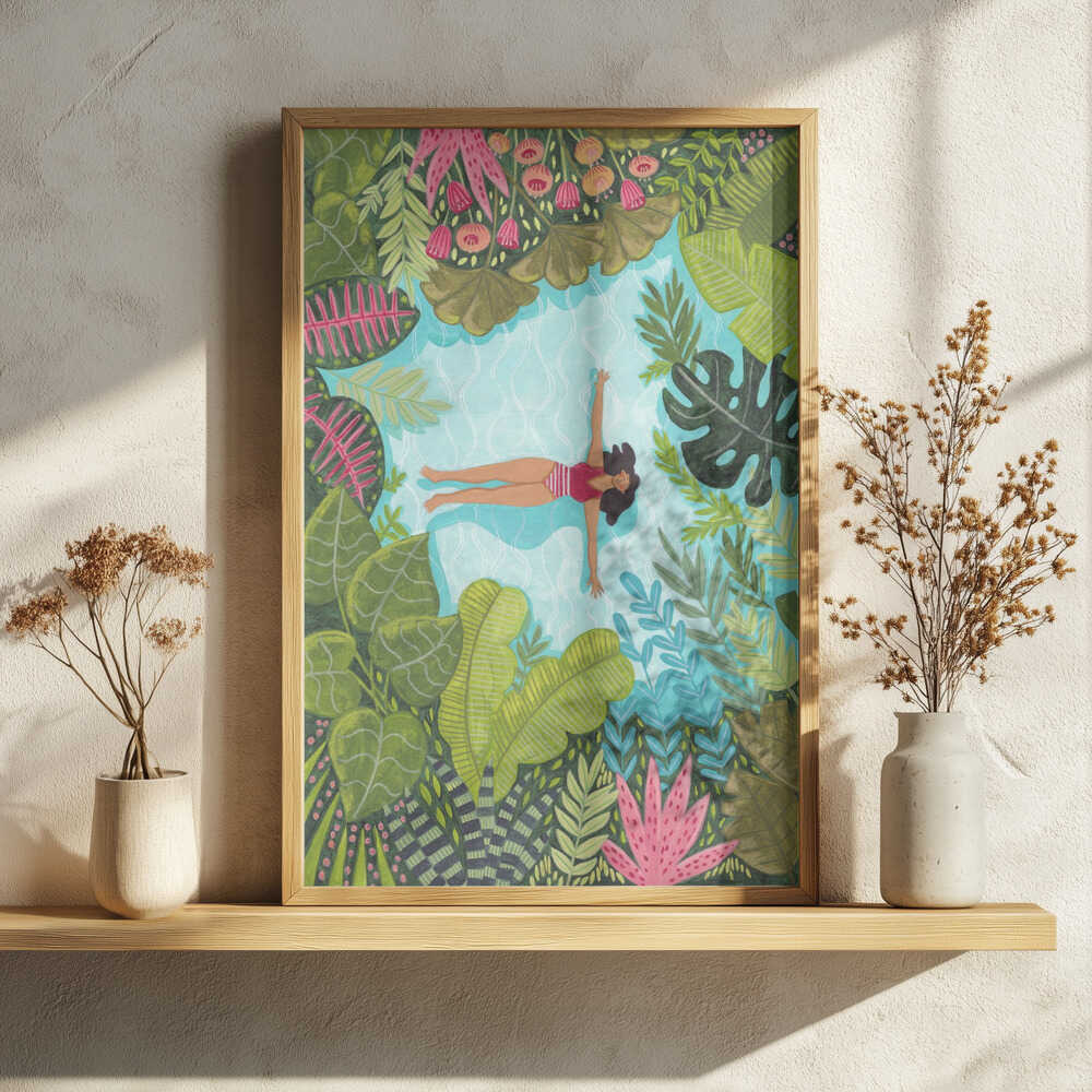 Floating in Tropical Sea Art Print UK — Botanical Calm Wall Art — Bedroom — Wall It All Prints