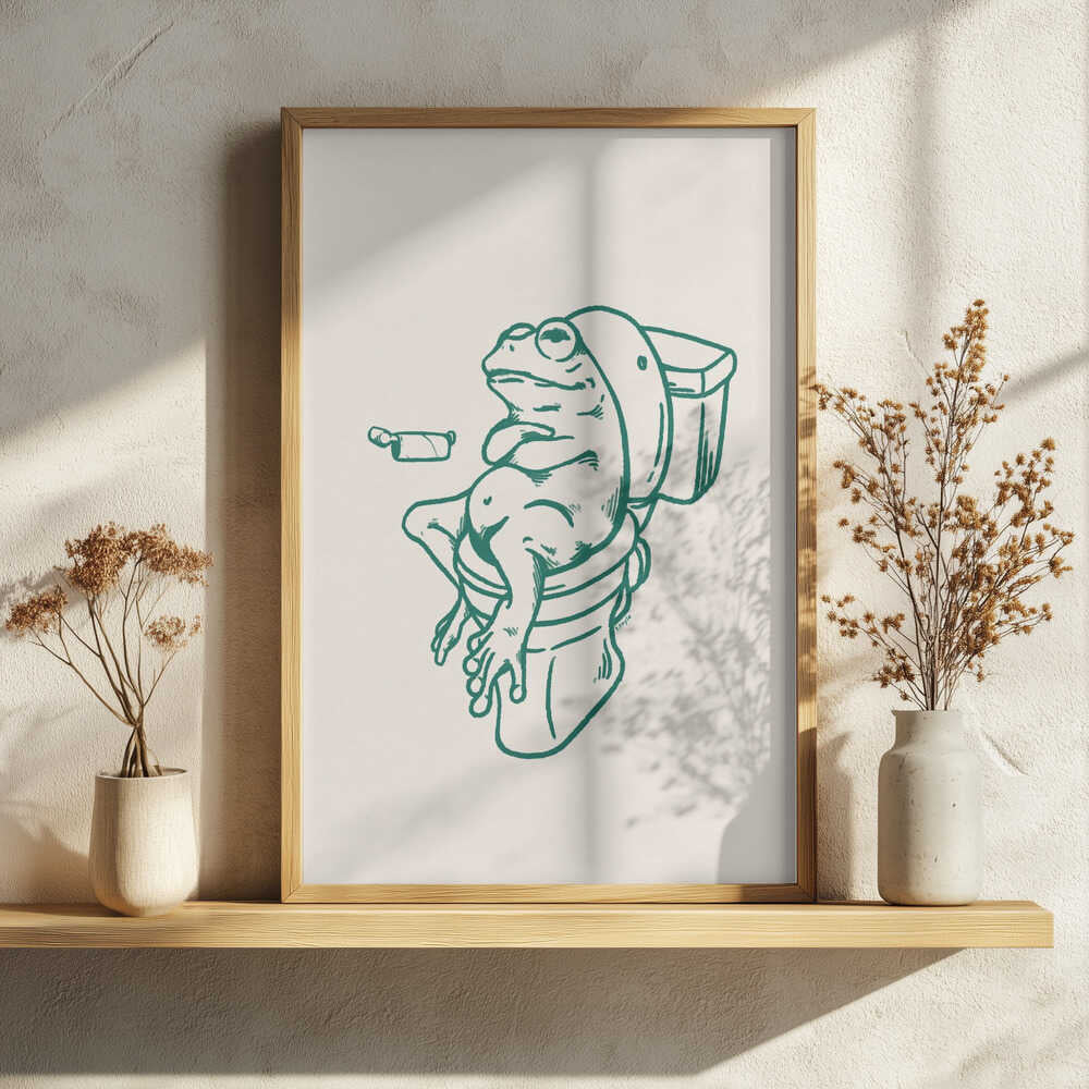 Frog's Bathroom Break Art Print UK — Animal Fresh Wall Art — Bathroom — Wall It All Prints