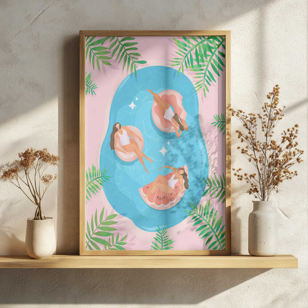 Hot Girl Float Club Art Print UK — Animal Vibrant Wall Art — Bedroom — Wall It All Prints