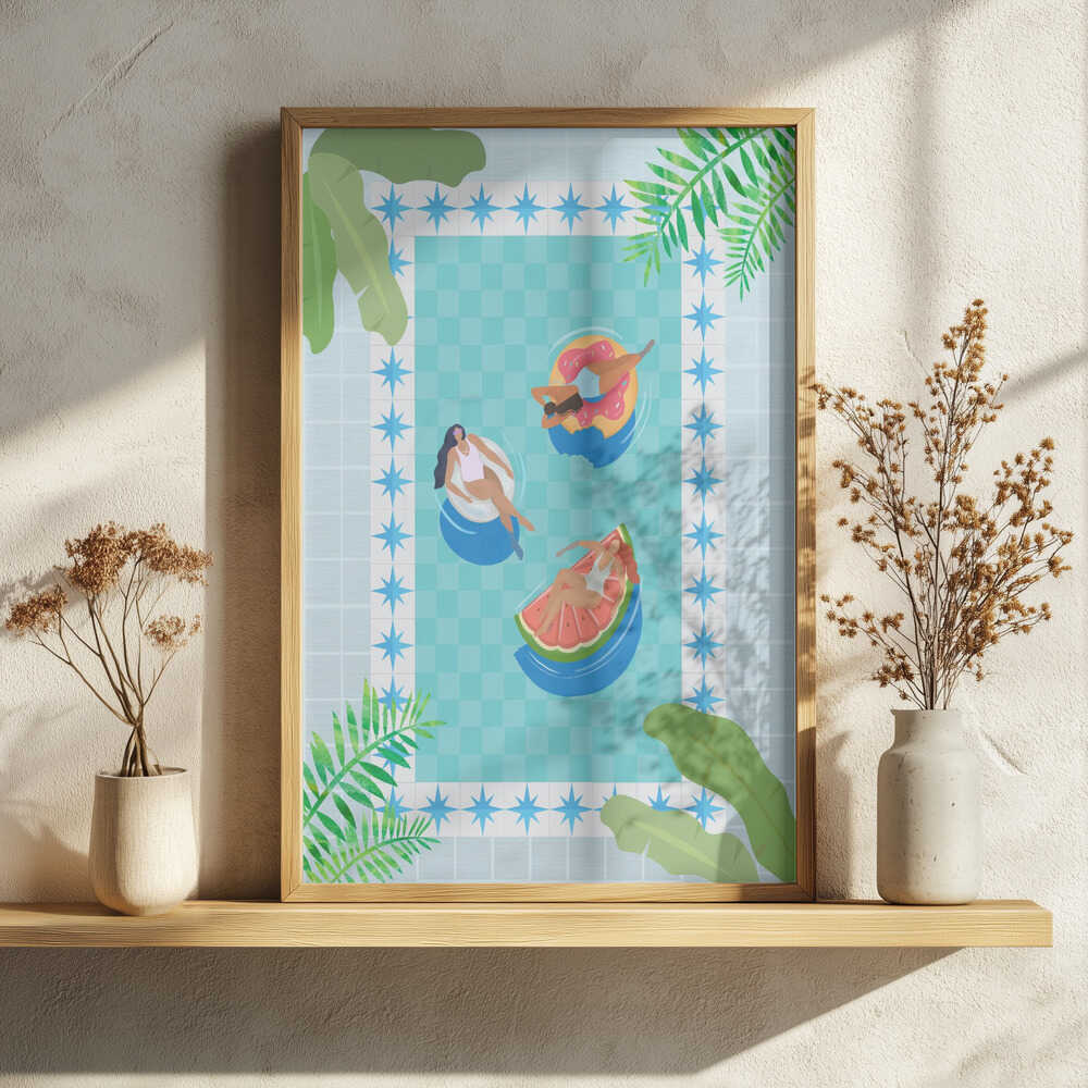Pool Party Art Print UK — Animal Vibrant Wall Art — Living Room — Wall It All Prints