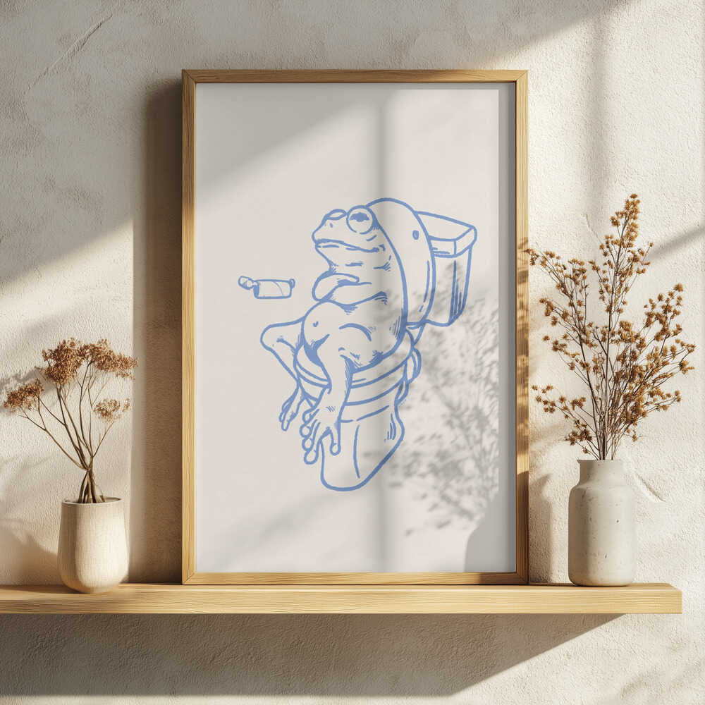 Funny Frog On Toilet Art Print UK — Animal Vibrant Wall Art — Bathroom — Wall It All Prints