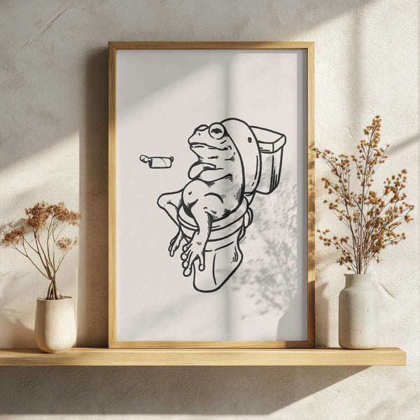 Funny Frog on Toilet