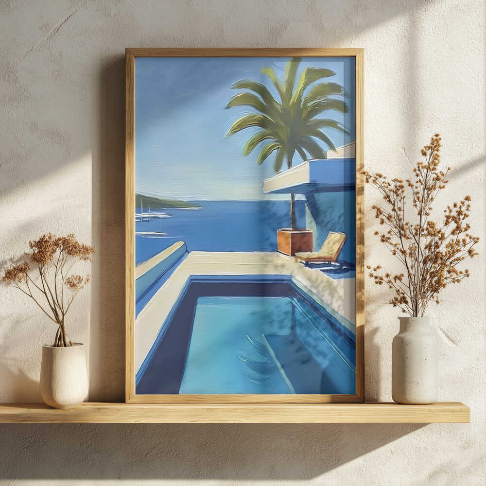 Sunny Coastal Poolside Art Print UK — Landscape Calm Wall Art — Living Room — Wall It All Prints
