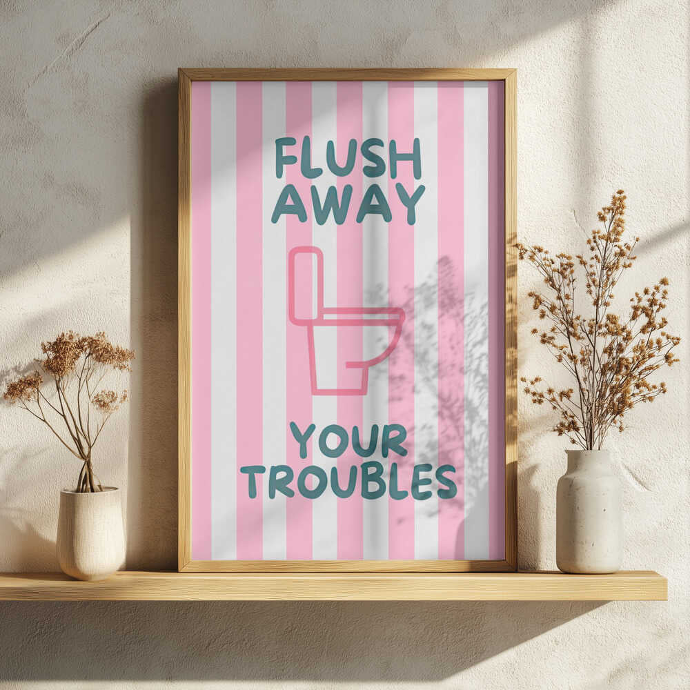 Flush Away Your Troubles Art Print UK — Abstract Minimal Wall Art — Bathroom — Wall It All Prints