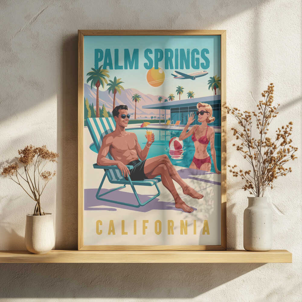 Palm Springs Poolside Glamour Art Print UK — Landscape Minimal Wall Art — Living Room — Wall It All Prints